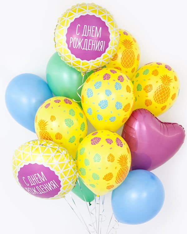 156194_Шар_(12_30_см)_Тропические_растения_Желтый_(020)_пастель_5_ст_50_шт_2