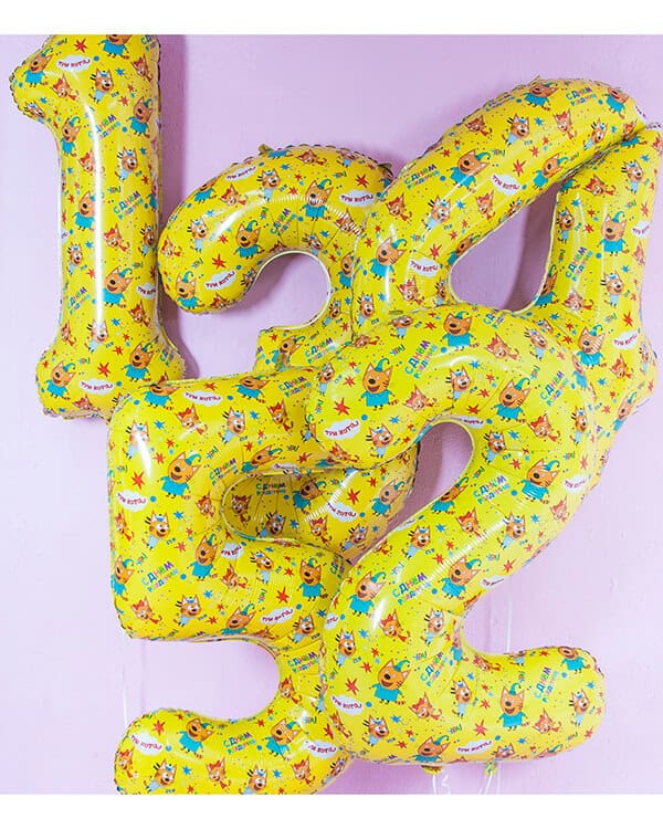 401121_Шар_(34_86_см)_Цифра_1_Три_Кота_Желтый_1_шт_в_упак_3
