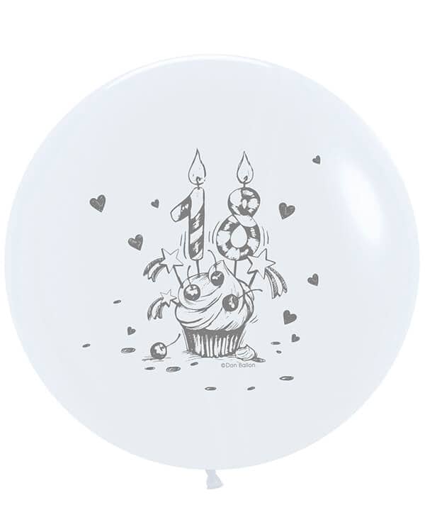 470241_Шар_(30_76_см)_С_Днем_Рождения!_Сладкие_18_(капкейк)_Белый_(005)_пастель_2_ст_1_шт