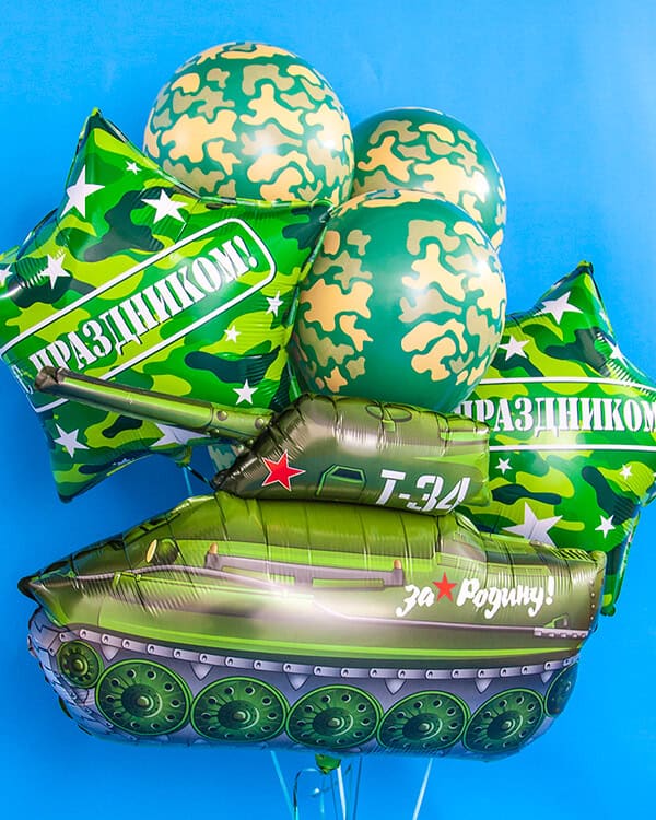 901672RU_Шар_(31_79_см)_Фигура_Танк_Т-34_Зеленый_1_шт_1